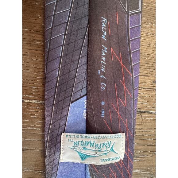 Vintage Ralph Marlin Mens Tie The Sears Tower 1991 Chicago Windy City READ - Picture 5 of 14